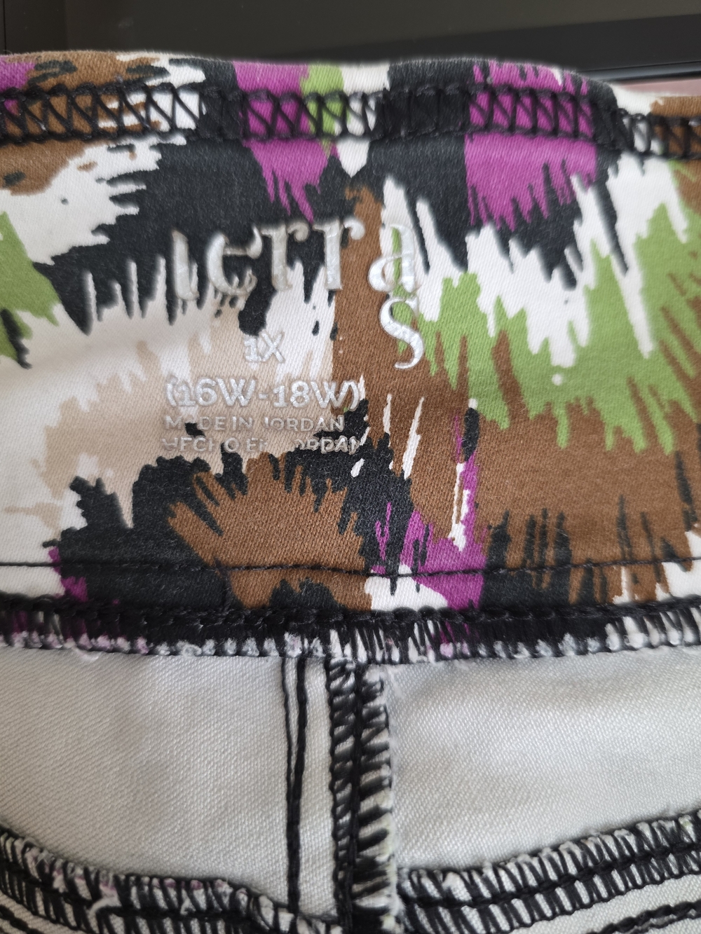 * Terra & Sky Jeggings Womens Plus Size 1x 16w-18w Skinny Mid Rise Purple Green - Picture 5 of 11